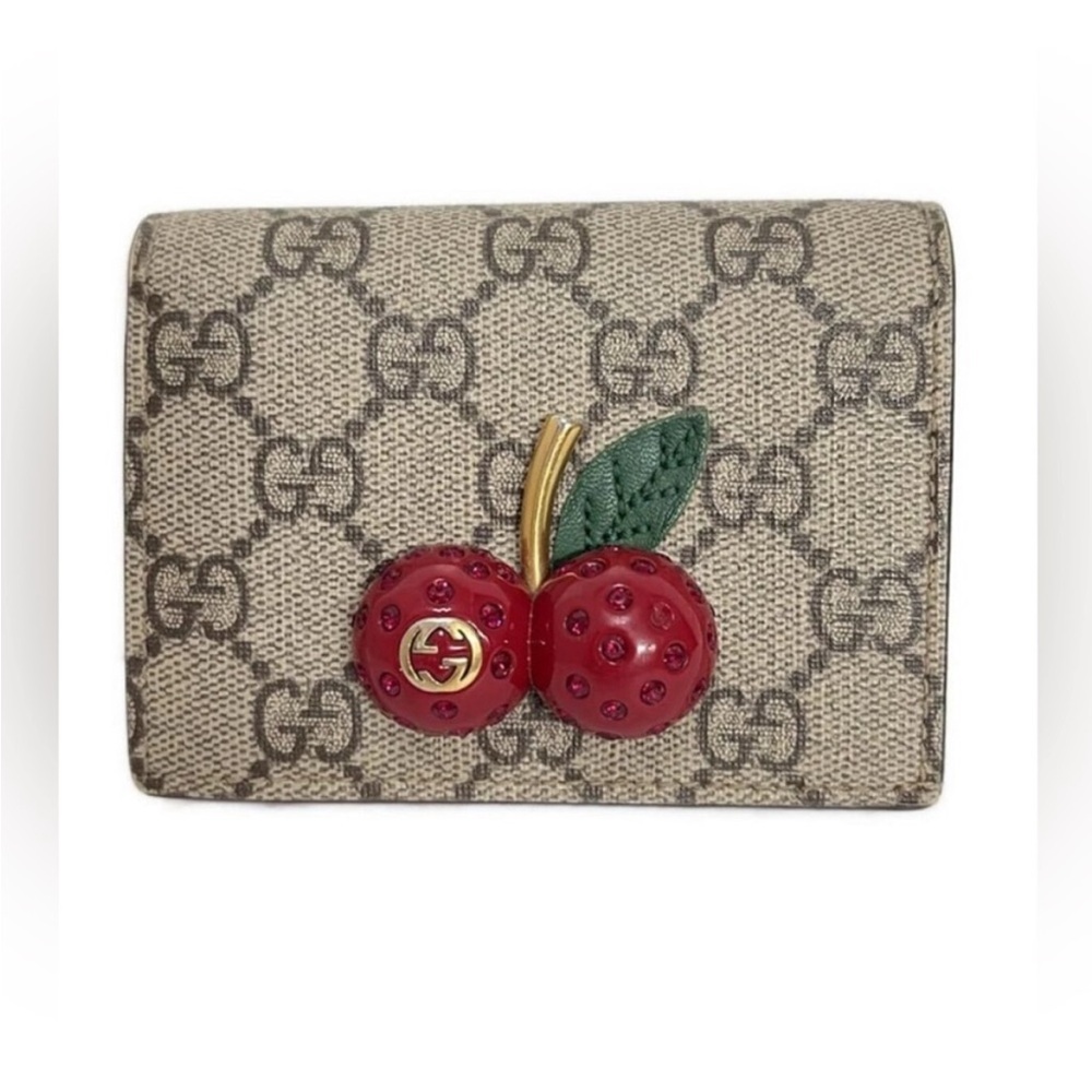 Gucci Supreme Beige and Red Cherry Wallet EUC